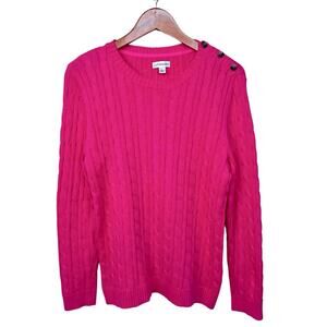 CROFT & BARROW Knitwear Cable Knit Button Shoulder Cotton Sweater Women’s Size L